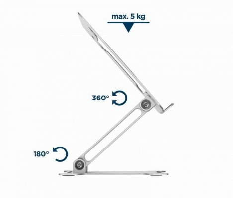 GEMBIRD SKŁADANA PODSTAWKA POD NOTEBOOKA 15,6&quot; SREBRNA