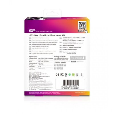 Dysk zewnętrzny HDD Silicon Power Armor A60 (5TB; 2.5&quot;; USB 3.2; 5400 obr/min; Green-Black; SP050TBPHDA60S3K)