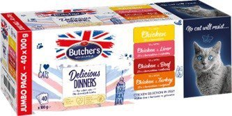 BUTCHER&#039;S Delicious Dinners Jumbo Pack - mokra karma dla kota - 40x100 g