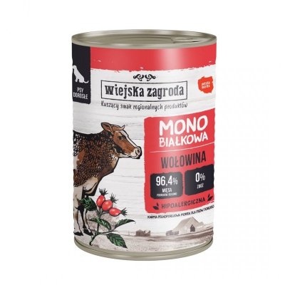Wiejska Zagroda Monobiałkowa Mokra Karma Dla Psa z Wołowiną 400g