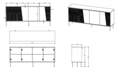 Komoda 4D ABI 200x45x88 biały mat