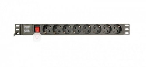 GEMBIRD LISTWA ZASILAJĄCA RACK 19&quot; PDU EG-PDU-014-C14 1U, 10A, 8X SCHUKO, WTYK C14, KABEL 3M