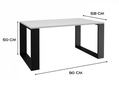 Stolik ława MODERN 90x58xH50 biały/czarny