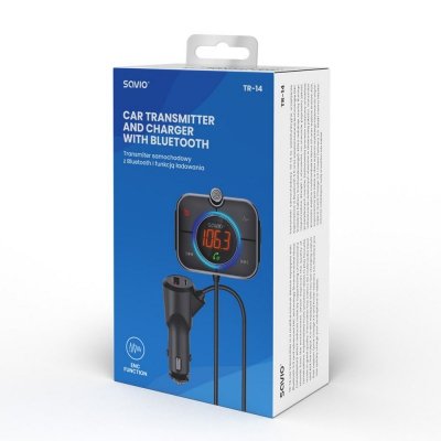SAVIO TR-14 TRANSMITER SAMOCHODOWY FM Z BLUETOOTH I ŁADOWARKĄ,QUICK CHARGE 3.0 I POWER DELIVERY, RED. SZUMÓW