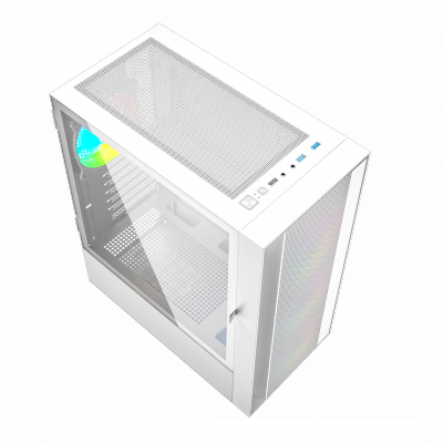 GEMBIRD OBUDOWA FORNAX 4000W MIDI-TOWER (2X USB 3.0, 1X USB 2.0, HD AUDIO, SZKLANY PANEL BOCZNY, PODŚWIETLENIE ARGB) BIAŁA
