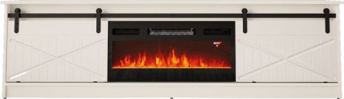 Szafka RTV GRANERO+kominek 200x56,7x35 biały/biały połysk