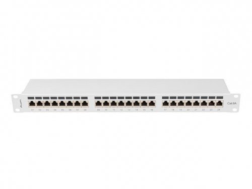 LANBERG PATCH PANEL 24 PORT 1U 19&quot; KAT.6A FTP SZARY PPSA-1024-S