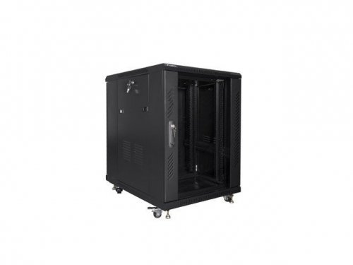 Szafa rack Lanberg FF01-6815-12B (15U; 19&#039;&#039;; 848mm / 600mm / 800 mm; stojąca; Szklane; 800 kg; kolor czarny)