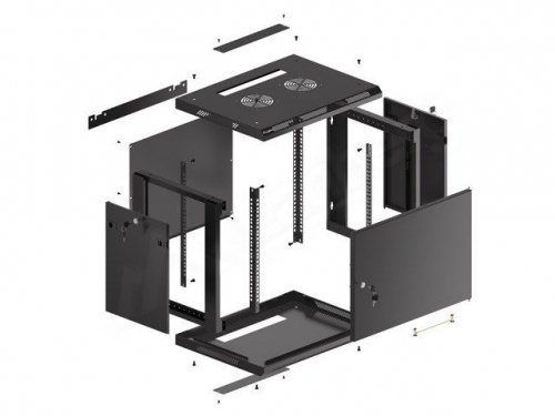LANBERG SZAFA WISZĄCA RACK 19&quot; 9U 600X450 DRZWI METALOWE CZARNA (FLAT PACK) WF01-6409-00B