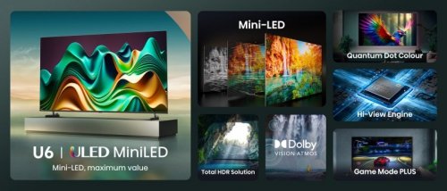 Telewizor HISENSE 65U6NQ 65&quot; MINILED 4K VIDAA Dolby Vision Dolby Atmos HDMI 2.1 Szary