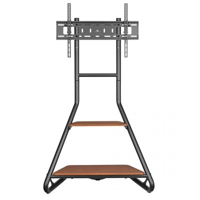 MACLEAN UCHWYT WOLNOSTOJĄCY POD TV / NAROŻNY, W STYLU BAUHAUS, DWUPOZIOMOWE DREWNIANE PÓŁKI 40KG MAX 37-75&#039;&#039; MC-455