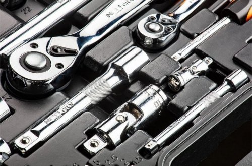 Neo Klucze nasadowe 1/4&quot; 1/2&quot; zestaw 77szt CrV 08-915
