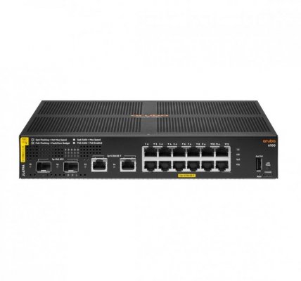 Aruba 6100 12G Class4 PoE 2G/2SFP+ 139W Zarządzany L3 Gigabit Ethernet (10/100/1000) Obsługa PoE 1U Czarny