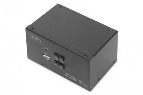Digitus Przełącznik KVM, 2-portowy, podwójny wyświetlacz, 4K, HDMI®