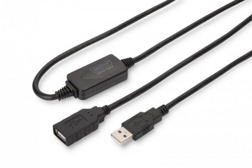Kabel DIGITUS DA-73101 (USB M - USB F; 15m; kolor czarny)
