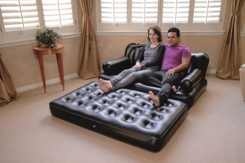 Bestway 75054 Sofa wielofunkcyjna, Materac dwuosobowy 1.88m x 1.52m x 62cm czarna