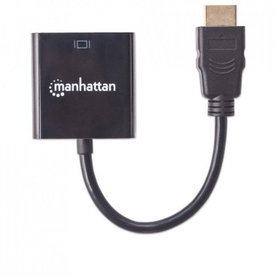 Adapter MANHATTAN HDMI-St.&gt; VGA-Bu. [bk] Polybag