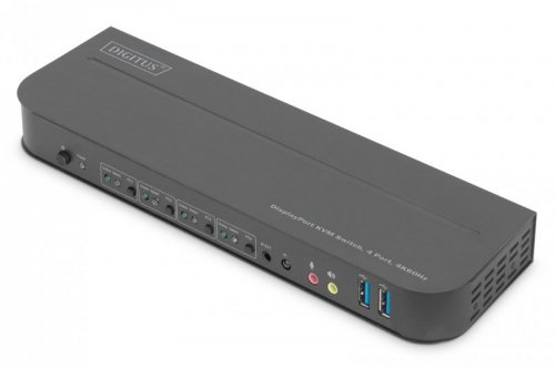 Digitus Przełącznik KVM, 4-portowy, 4K 60 Hz, 4 x DP in, 1 x DP/HDMI out