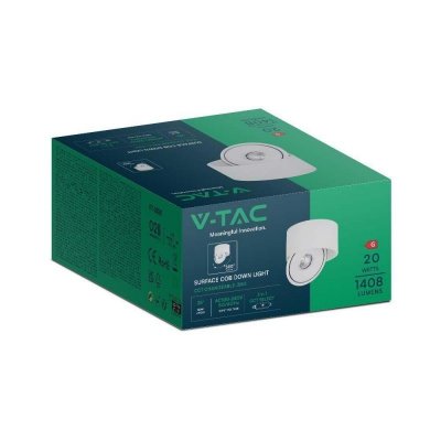 Oprawa natynkowa LED V-TAC VT-2825 20W CRI90 CCT 3000K-4000K-6400K 1408lm (SKU 23155) Biały