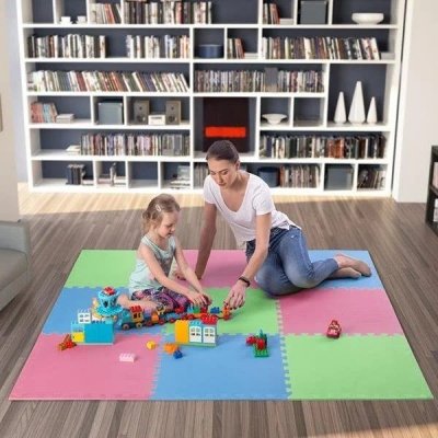Mata puzzle Multipack One Fitness MP10 zielono-niebiesko-czerwone 9 elementów 10 mm