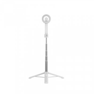Poprawiono | Kijek do selfie ze statywem | Przyciąganie magnetyczne | Łączność Bluetooth | Biały | 72 cm | Stop aluminium, ABS, 