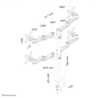 Neomounts FPMA-D935D4 uchwyt / stojak do monitorów 68,6 cm (27&quot;) Biurko Srebrny