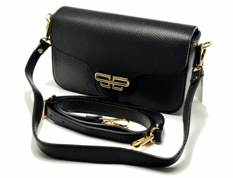 TOREBKA skóra listonoszka MIKO czarna skórzana 