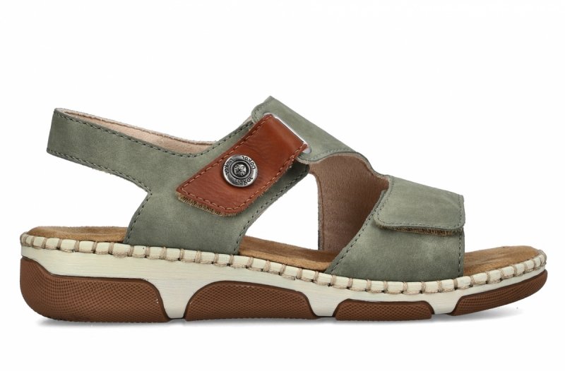 Sandałki zielone 39 RIEKER 66280 płaskie damskie