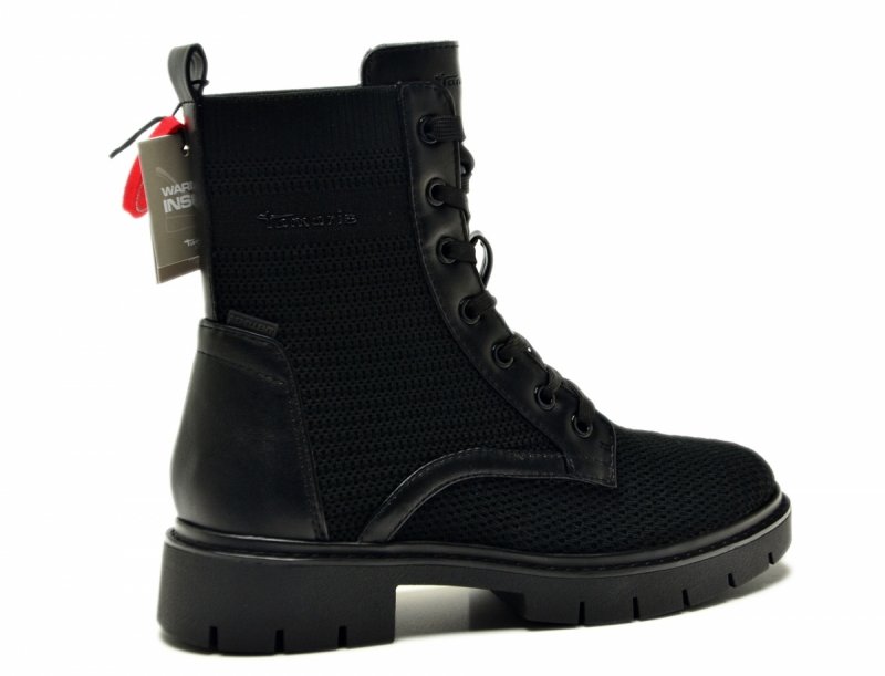 Botki 37 TAMARIS 86211  czarne duo-tex płaskie