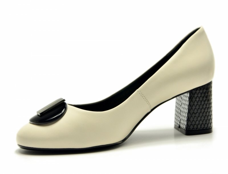 Czółenka 39 skóra złamana biel póbuty 11804 na obcasie CAPELLI ROSSI