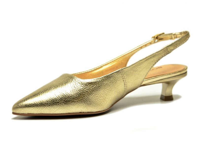 Czółenka złote 41 kaczuszki skóra BOTTERO 372301 skórzane  z odkrytą piętą