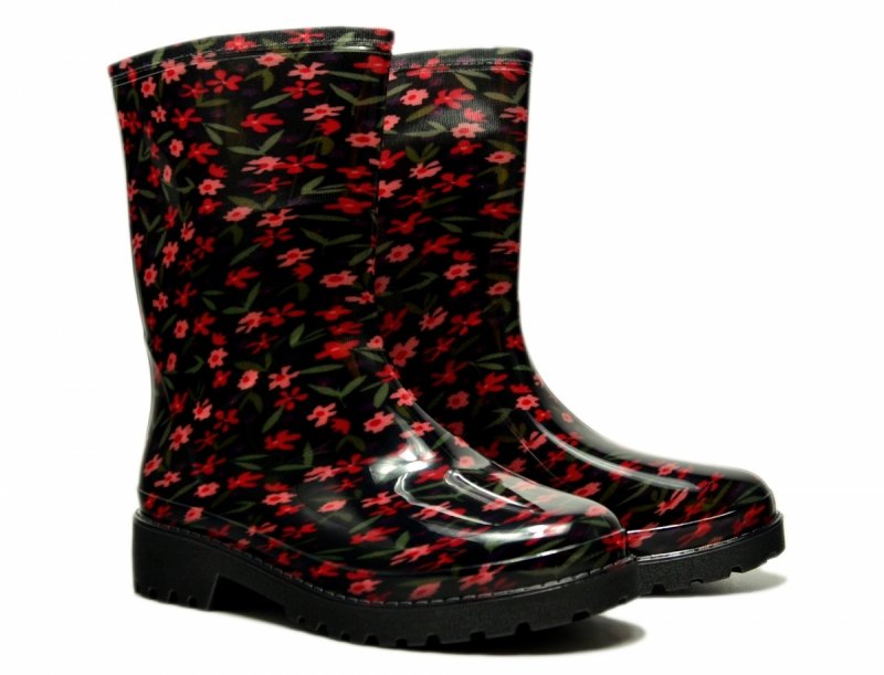 Kalosze damskie 37 czarne kolorowe lakier