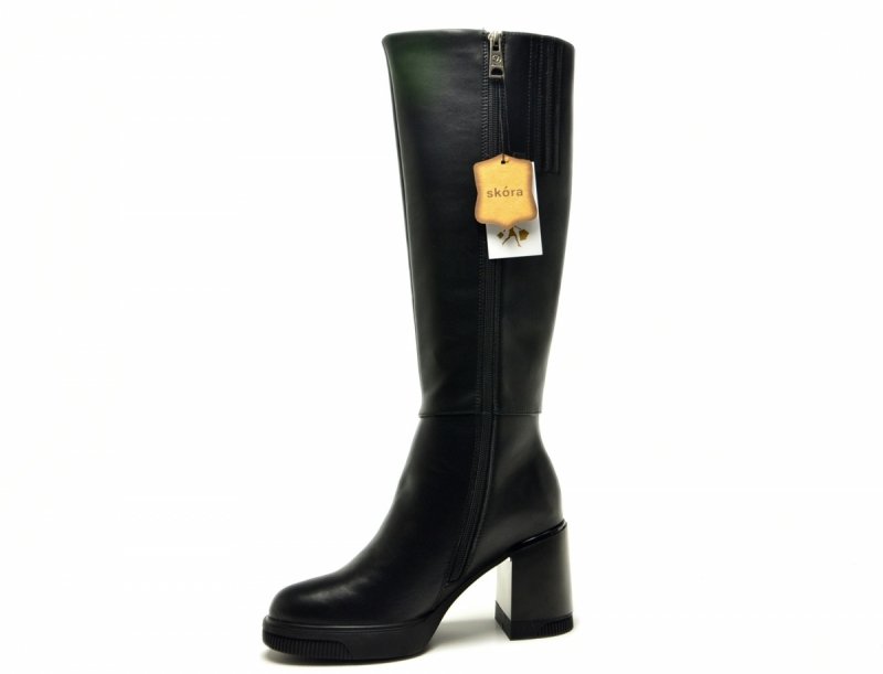 Kozaki 37 VINCEZA 66826 czarne skóra skórzane damskie na obcasie