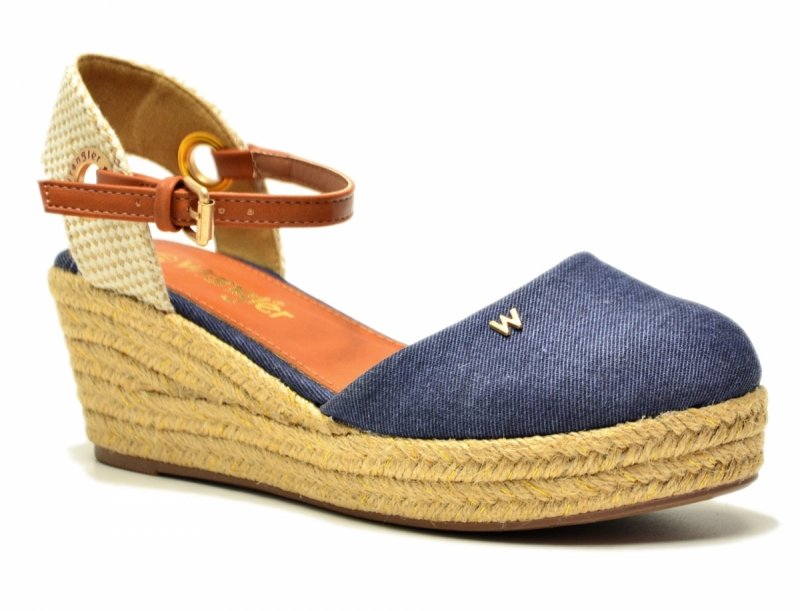 Sandały WRANGLER 39 BELA espadrylegranatowe na koturnie damskie beżowe