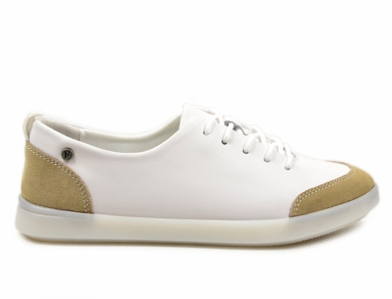 Półbuty sneakersy 41 skóra FILIPPO 6130 białe skórzane beżowe