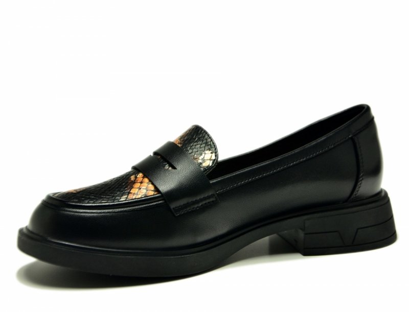 Półbuty 41 mokasyny skóra VINCEZA czarne 39966 skórzane damskie wąż