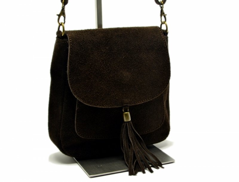 TOREBKA skóra listonoszka brązowa MIKO skórzana brąz zamsz 