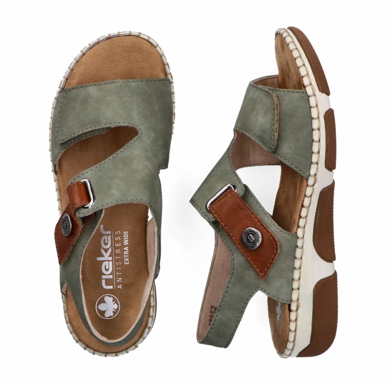 Sandałki zielone 41 RIEKER 66280 płaskie damskie