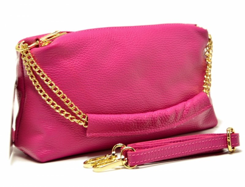 TOREBKA skóra fuksja listonoszka skórzana MIKO różowa