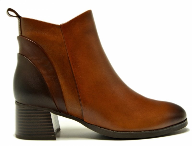 Botki 40 MARCO TOZZI skóra 25348 camel brąz skórzane niski obcas