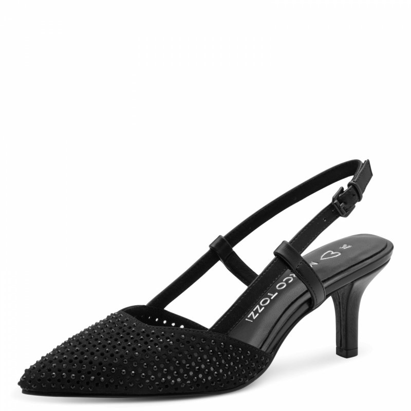 Czółenka czarne 37 MARCO TOZZI 29667 z odkrytą piętą