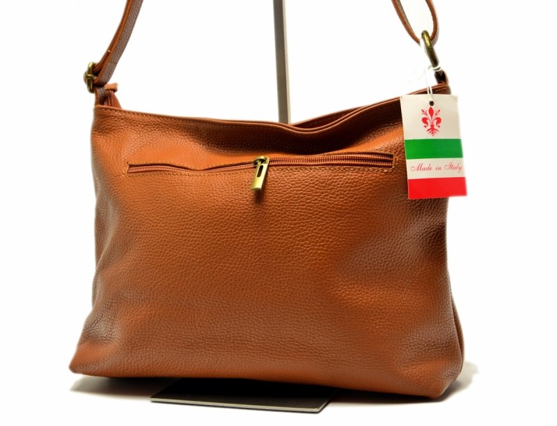 TOREBKA skórzana MIKO skóra camel damska listonoszka brązowa brąz