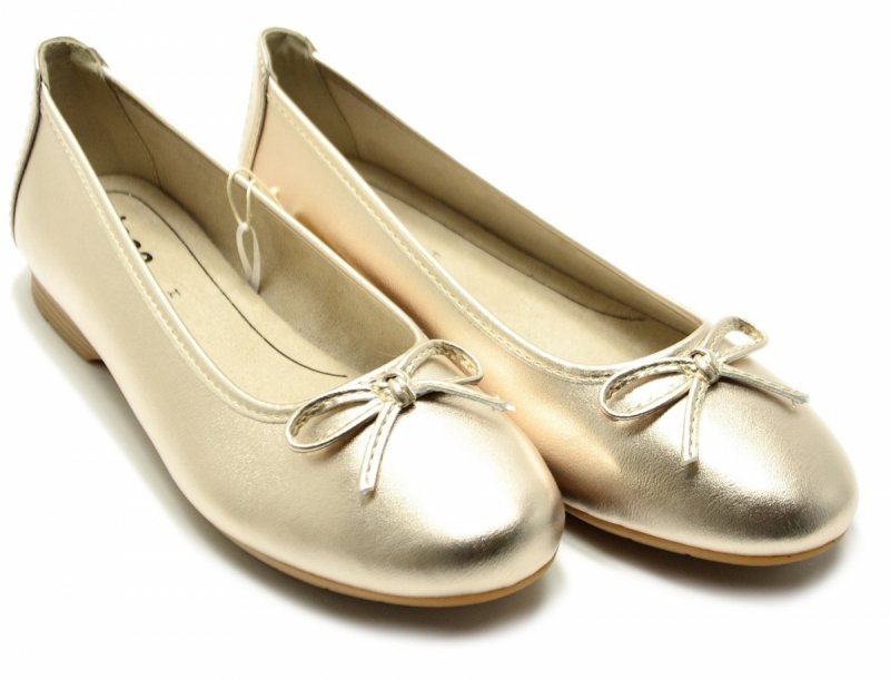 Baleriny damskie 40 JANA 22163 złote półbuty balerinki