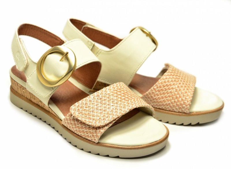 Sandały beż 37 JANA 28776 na platformie koturnie beżowe kremowe