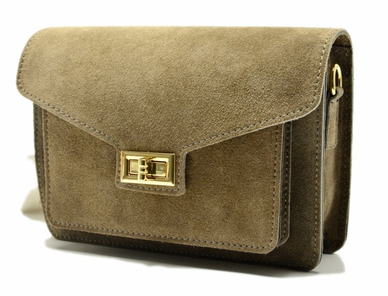 TOREBKA listonoszka MIKO skóra taupe skórzana zamsz damska