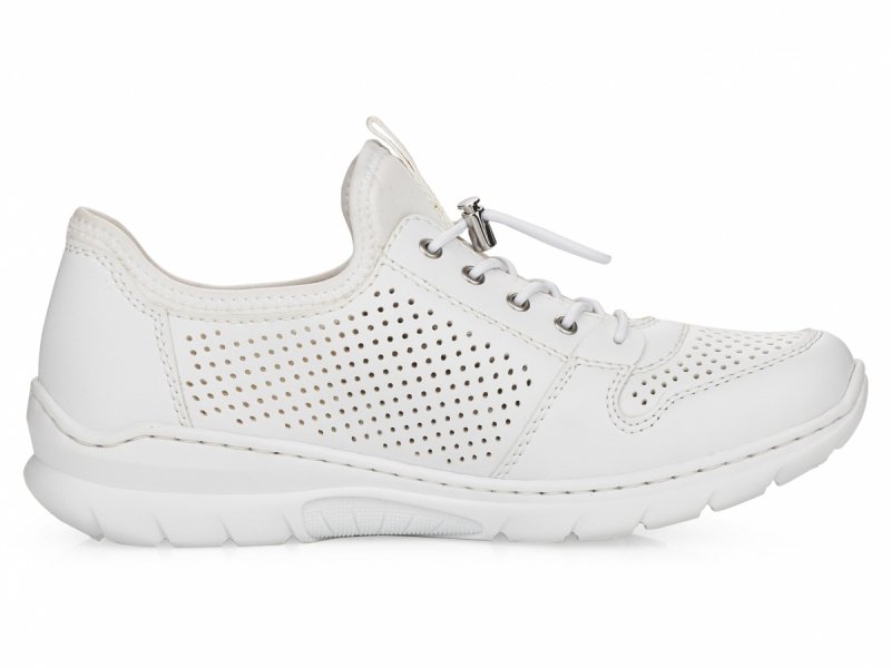 Półbuty sneakersy 40 RIEKER L3254 białe złote damskie żurowane