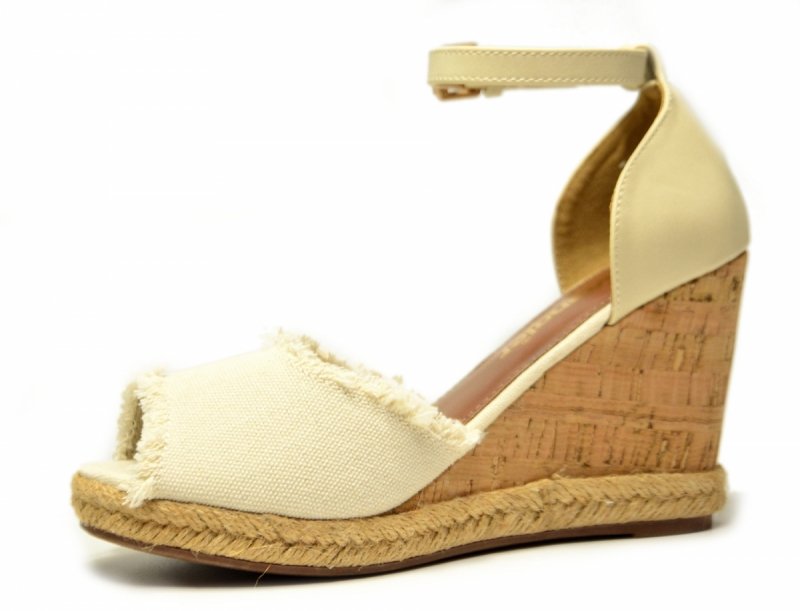 Sandały WRANGLER 38 LORETTA espadryle beżowe na koturnie damskie kremowe
