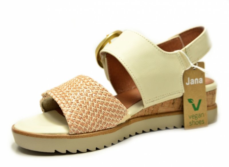 Sandały beż 40 JANA 28776 na platformie koturnie beżowe kremowe