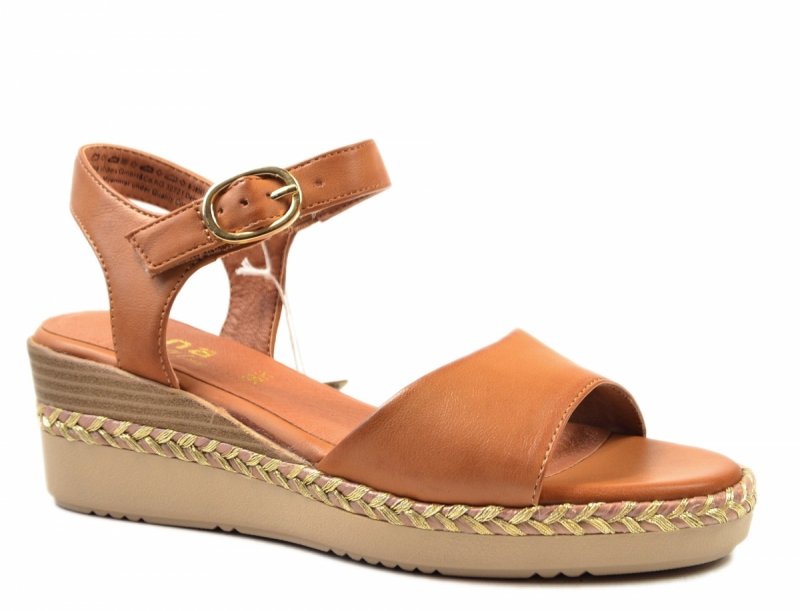 Sandały 38 JANA 28365 sandałki camel na koturnie
