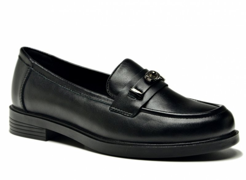 Mokasyny czarne skóra 40 półbuty VINCEZA 18123 skórzane damskie